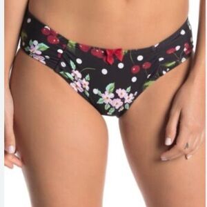 Betsey Johnson cherry Floral Polka Dot Bikini Bottom in cinched btm